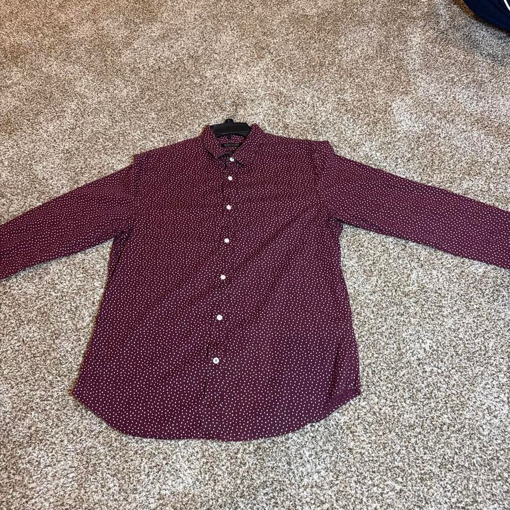 Banana Republic - Men's Burgundy and Purple Shirt Size Large